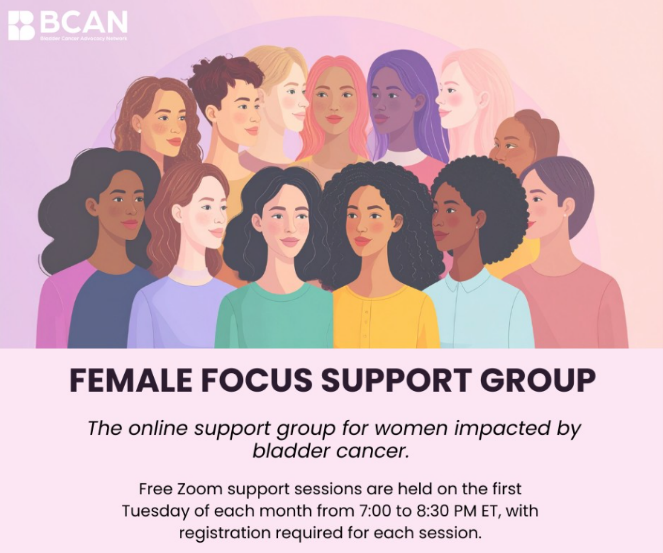 graphic of a group of diverse women that promotes the female focus support group